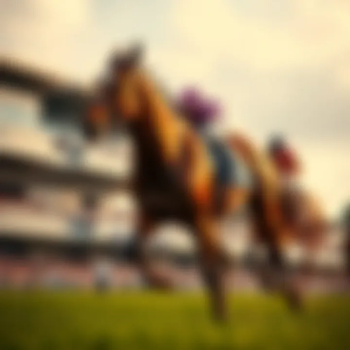 Thoroughbred racehorse galloping on track