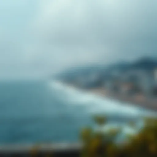 A scenic view of Busan's coastline under varying weather conditions