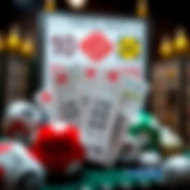 Illustration of lottery tickets and sports betting symbols