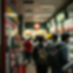 A bustling lottery ticket shop filled with eager customers.