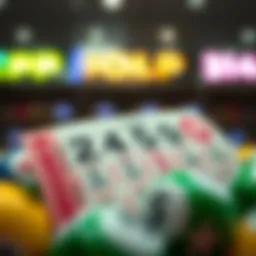 A vibrant lottery ticket showcasing various numbers and symbols.