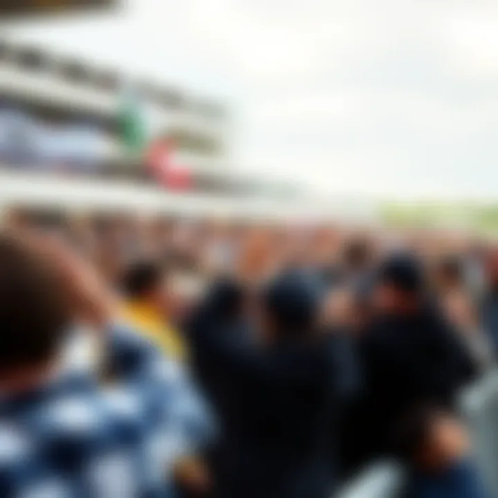 Crowd cheering at a horse racing event