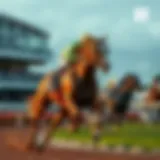 Majestic racehorse galloping on the track